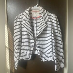 Cartonnier Anthropologie Black and White Striped Blazer